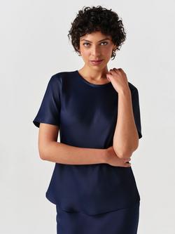Ghost Ria Round Neck Short Sleeve Top - view 2, Navy