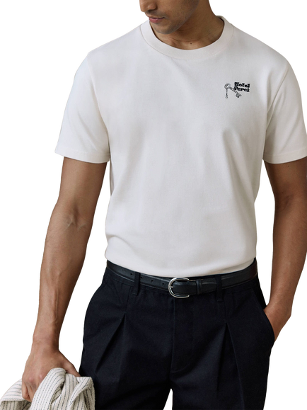 Percival Cotton Regular Fit Short Sleeve Hotel T-Shirt, Cream, Cream