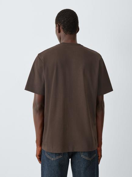 John Lewis Heavyweight Crew Neck Cotton T-Shirt, Brown - view 2, Brown