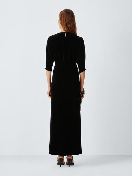 John Lewis x RIXO Esila Velvet Maxi Dress, Black - view 2, Black