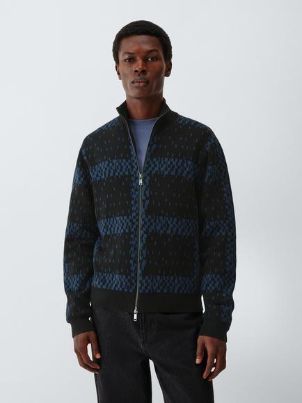 Kin Pixel Check Zip-Through Jumper, Black White, Black White