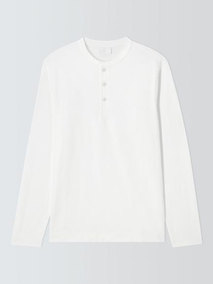 John Lewis Slub Cotton Henley Top, Ecru, Ecru