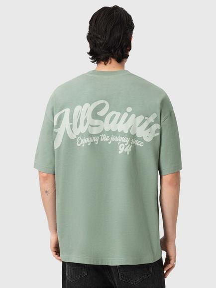 AllSaints Odyssey Oversized T-Shirt, Green - view 2, Green Mid
