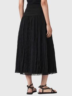 AllSaints Asal Textured A- Line Skirt, Black - view 2, Black
