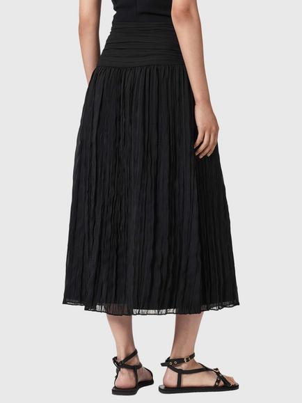 AllSaints Asal Textured A- Line Skirt, Black - view 2, Black