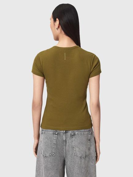 AllSaints Stevie Cotton T-Shirt, Green Khaki - view 2, Green Khaki