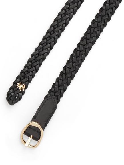 Tommy Hilfiger Sculpted Buckle Braided Leather Belt, Black - view 2, Black