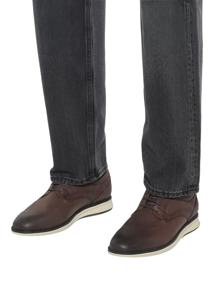 Dune London Brydon Leather Lace Up Trainers, Dark Brown - view 2, Dark Brown