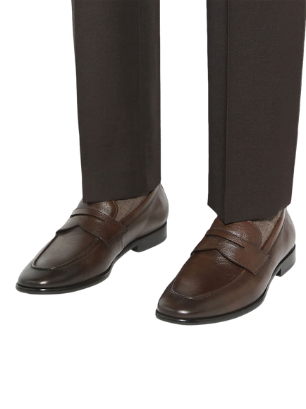 Dune London Salford Leather Loafers, Dark Brown - view 2, Dark Brown