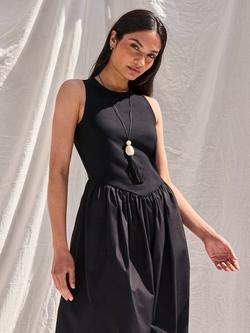 Ro&Zo Sleeveless Jersey Bodice Midi Dress, Black - view 2, Black