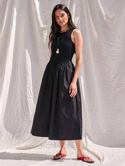 Ro&Zo Petite Sleeveless Jersey Bodice Midi Dress, Black, Black