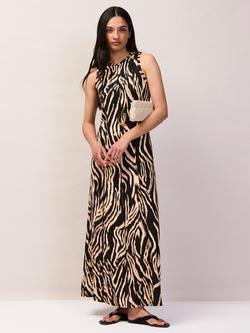 Ro&Zo Petite Zebra Print Seam Detail Jersey Dress, Black, Black