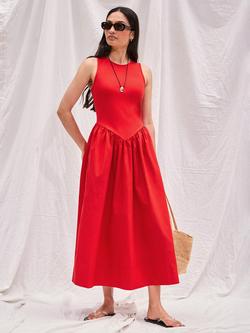 Ro&Zo Sleeveless Fit and Flare Midi Dress, Red, Red