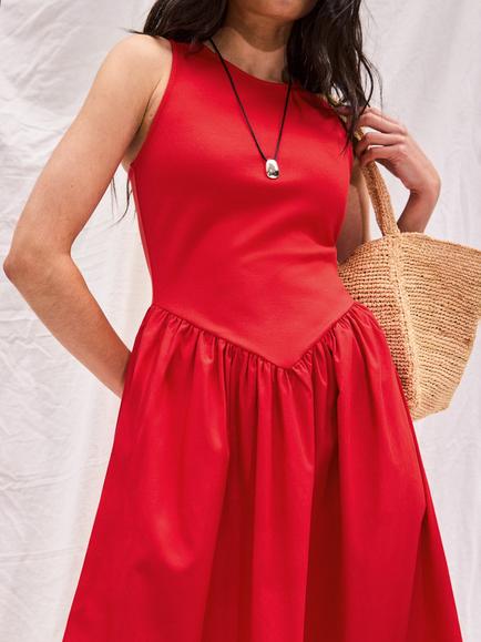 Ro&Zo Sleeveless Fit and Flare Midi Dress, Red - view 2, Red