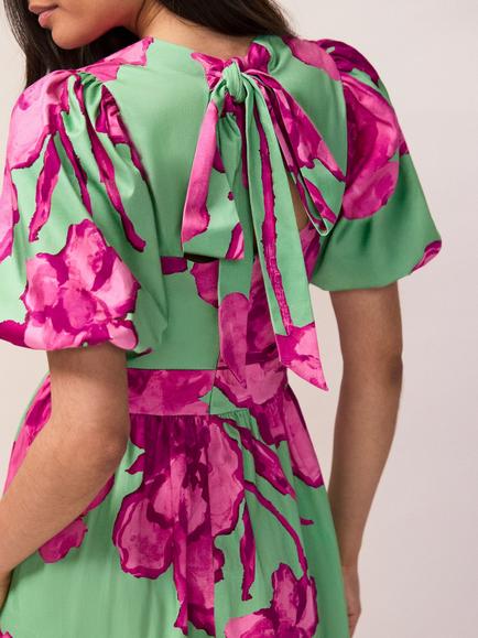 Ro&Zo Rosanna Floral Fit and Flare Midi Dress, Green - view 2, Green