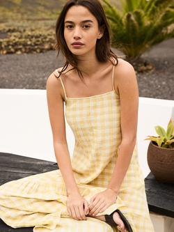 Ro&Zo Gingham Cheesecloth Smock Dress, Yellow - view 2, Yellow