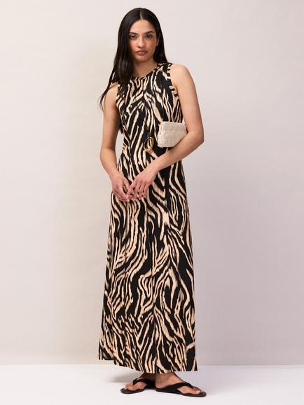 Ro&Zo Zebra Print Seam Detail Jersey Dress, Black, Black