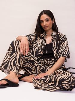 Ro&Zo Zebra Print Shirt, Black - view 2, Black