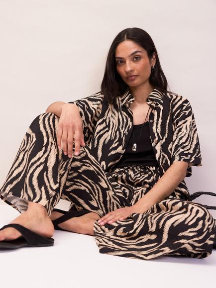 Ro&Zo Zebra Print Shirt, Black - view 2, Black