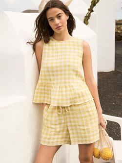 Ro&Zo Gingham Cheesecloth Shorts, Yellow - view 2, Yellow