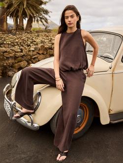 Ro&Zo Bubble Hem Top, Brown - view 2, Brown