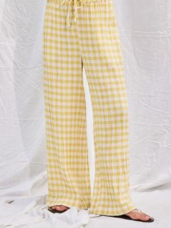Ro&Zo Petite Check Wide-Leg Trousers, Yellow - view 2, Yellow