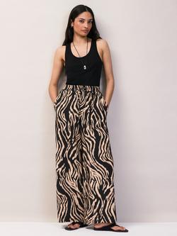 Ro&Zo Petite Zebra Print Trousers, Black, Black
