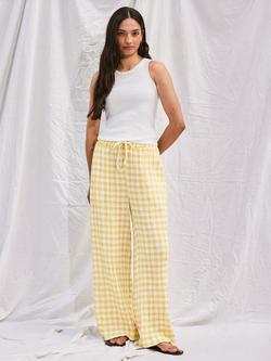 Ro&Zo Check Wide Leg Trousers, Yellow, Yellow
