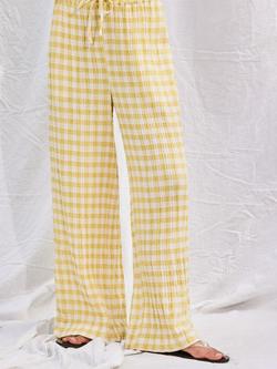 Ro&Zo Check Wide Leg Trousers, Yellow - view 2, Yellow