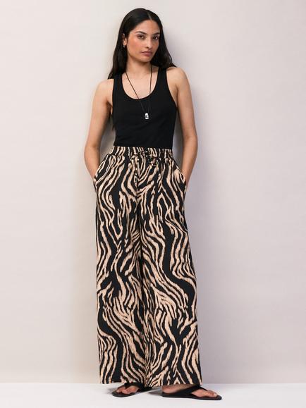 Ro&Zo Zebra Print Trousers, Black, Black
