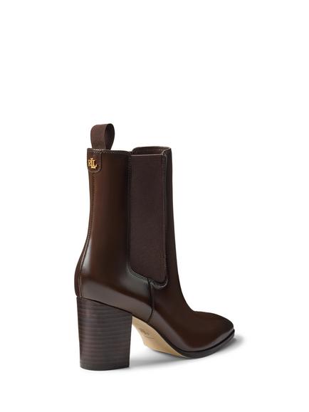 Lauren Ralph Lauren Raelynn Glazed Leather Ankle Boots, Chestnut - view 2, Chestnut