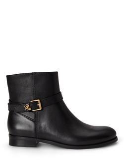 Lauren Ralph Lauren Brooke II Leather Ankle Boots, Black, Black