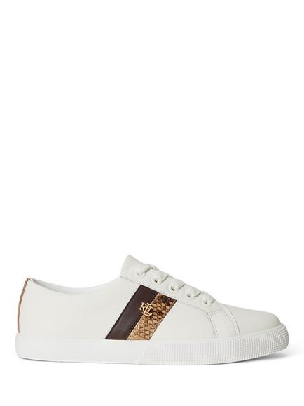 Lauren Ralph Lauren Janson II Leather Trainers, White / Multi, White / Multi