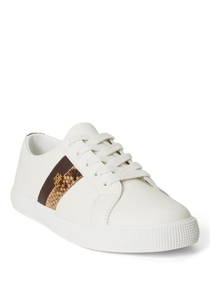 Lauren Ralph Lauren Janson II Leather Trainers, White / Multi - view 2, White / Multi