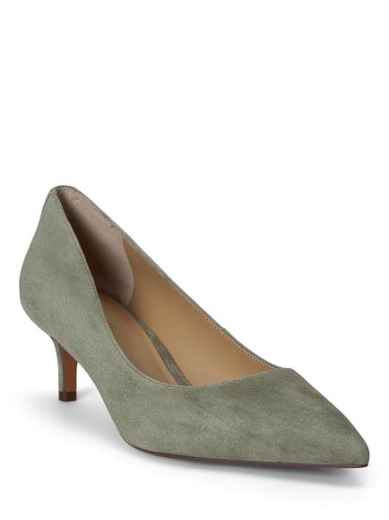 Lauren Ralph Lauren Adrienne Suede Court Shoes, Sage - view 2, Sage