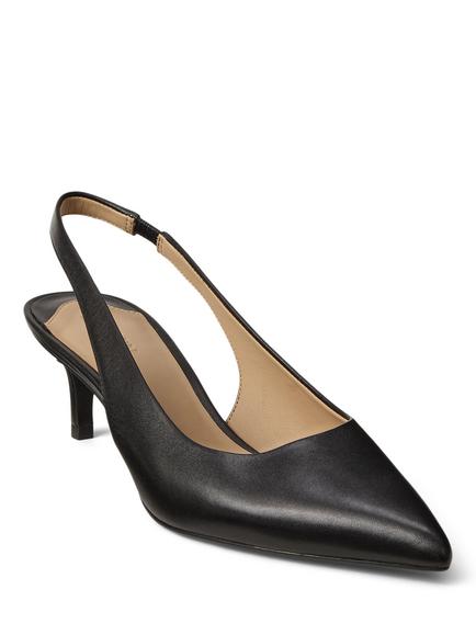 Lauren Ralph Lauren Lolah II Leather Slingback Court Shoes, Black - view 2, Black