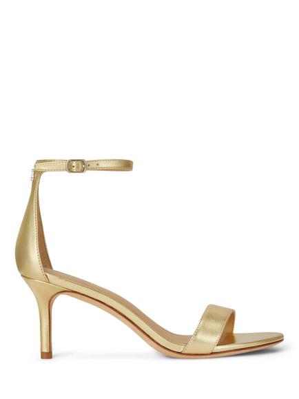 Lauren Ralph Lauren Allie Heeled Leather Sandals, Gold, Gold