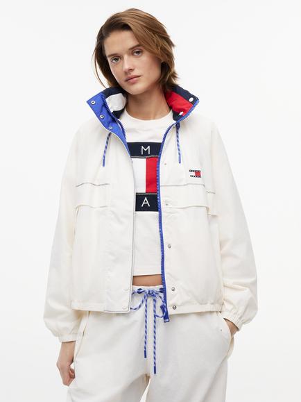 Tommy Hilfiger Water Resistant Oversized Regatta Windbreaker, White, White