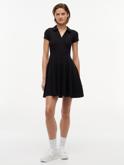 Tommy Hilfiger Ribbed Polo Mini Dress, Black