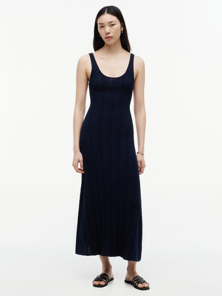 Tommy Hilfiger Cable Knit Pointelle Midi Dress, Blue Navy, Blue Navy