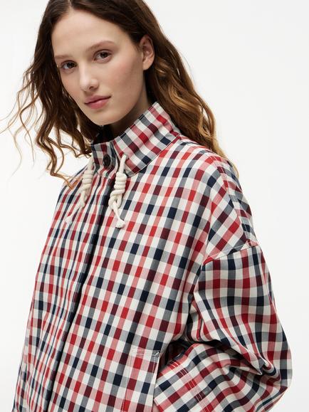 Tommy Hilfiger Check Relaxed Parka Jacket, Burgundy/Blue - view 2, Burgundy/Blue