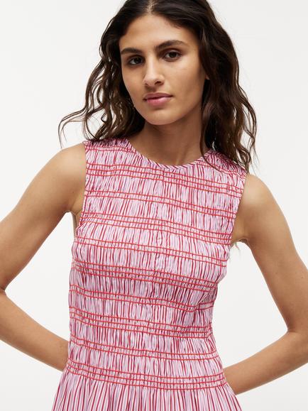 Tommy Hilfiger Stripe Smock Sleeveless Maxi Dress, Pink/Multi - view 2, Pink/Multi