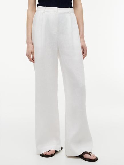 Tommy Hilfiger Tailored Linen Rich Wide Leg Trousers, White, White