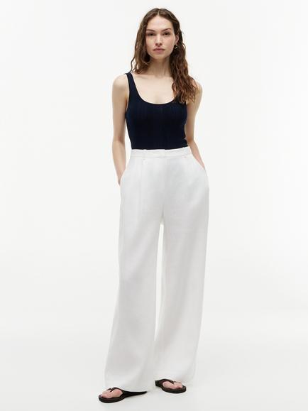 Tommy Hilfiger Tailored Linen Rich Wide Leg Trousers, White - view 2, White