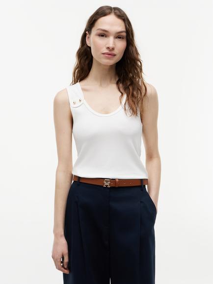 Tommy Hilfiger Button Ribbed Tank Top, Natural Oatmeal, Natural Oatmeal