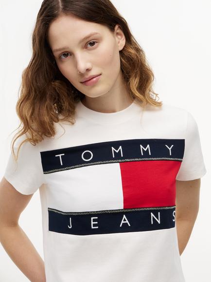 Tommy Hilfiger Crew Neck Flag T-Shirt, White Natural - view 2, White Natural