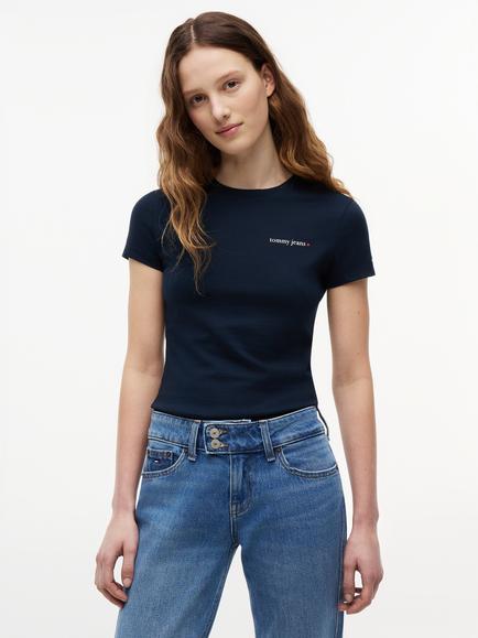 Tommy Hilfiger Logo Slim Fit Jersey T-Shirt, Blue Navy, Blue Navy