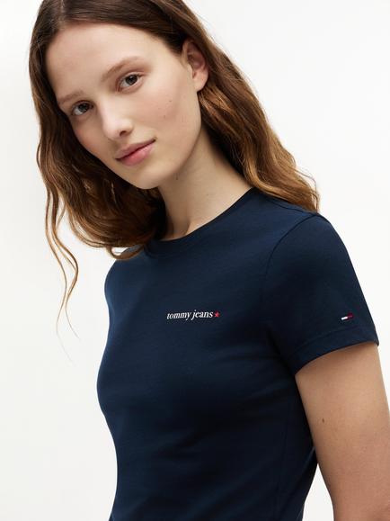 Tommy Hilfiger Logo Slim Fit Jersey T-Shirt, Blue Navy - view 2, Blue Navy