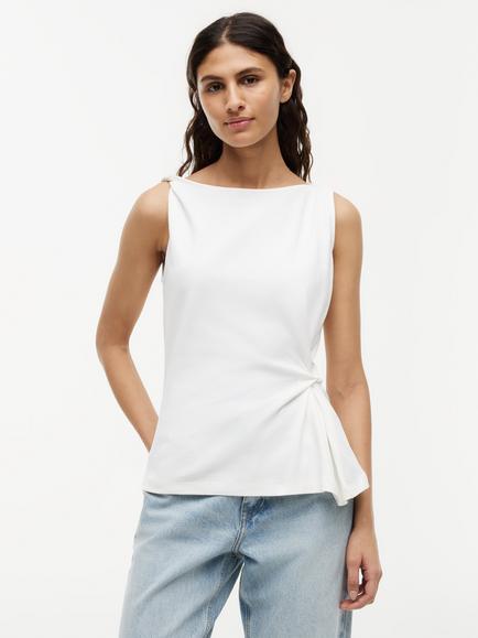 Tommy Hilfiger Twist Boat Neck Sleeveless Top, Natural Oatmeal, Natural Oatmeal