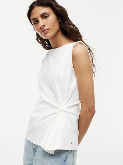 Tommy Hilfiger Twist Boat Neck Sleeveless Top, Natural Oatmeal - view 2, Natural Oatmeal